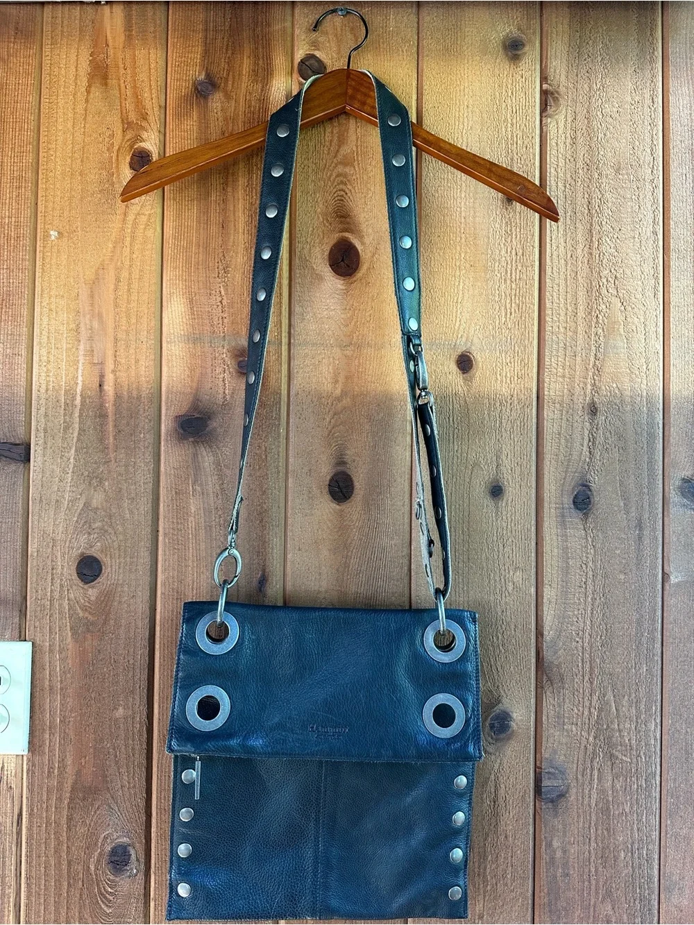 Early Hammitt Large Montana Shoulder/Crossbody Bag Reversible Black and Gray